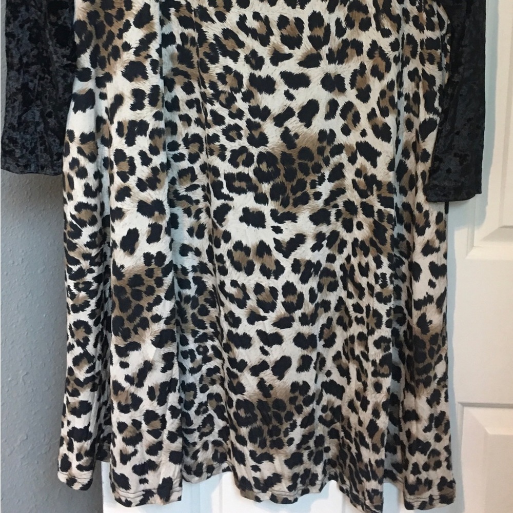 Heimish brand; leopard body with black sleeves, medium dress